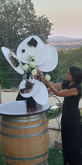 Création florale de Nathalie Roussel lors d'un évènement
